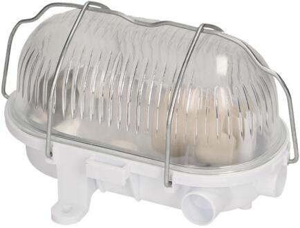 Enzo Orno Wandlamp E27 ovaal pvc met glas en metalen korf wit - 5014312