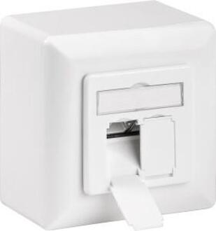Enzo Premium CAT6 Gigabit netwerk opbouw wandcontactdoos met 2 RJ45 poorten - afgeschermd / wit