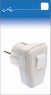 Enzo Randaarde stekker wit met schakelaar - 6640860