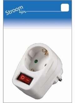 Enzo Randaarde stekkeradapter met schakelaar wit - 6640890