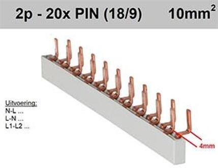 Enzo SEP Kamrail 2 fase 20pol. 9/18mm grijs 4000240
