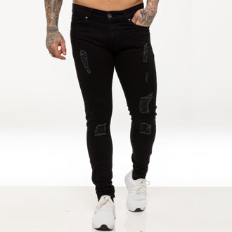 Enzo | Skinny gescheurde jeans voor heren Zwart