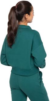 Enzo | Sweatshirt met halve rits voor dames - Bosgroen Donkergroen
