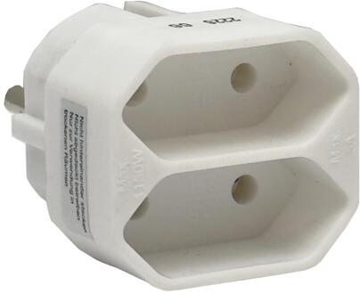 Enzo Tweeweg euro verloop-stekker wit 230V