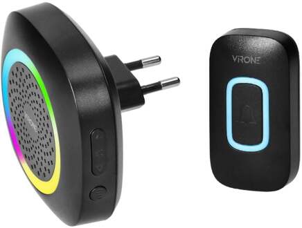 Enzo Virone Draadloze deurbel set 300m zwart plug-in +RGB - 8415501