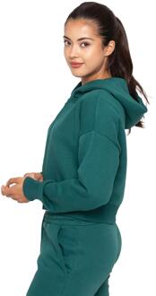 Enzo Women Crop Zip Hoodie - Donkergroen - L