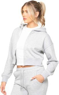 Enzo Women Crop Zip Hoodie Grijs - L