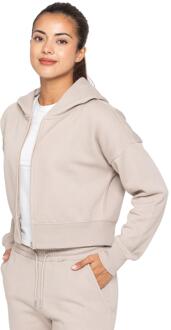 Enzo | Womens Crop Zip Hoodie - Havermout Beige