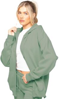 Enzo | Womens Oversized Zip Up Hoodie - maat Kaki