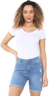 Enzo | Womens Ripped Denim Shorts - Lichtblauw