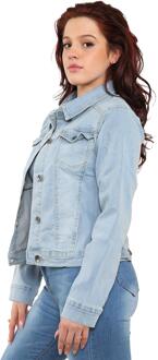 Enzo Womens Stretch Denim Jas - maat L Hemelsblauw