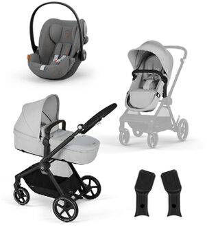 EOS Black Lava Grey kinderwagen inclusief Cloud G i-Size Lava Grey baby-autostoeltje en Adapter Grijs