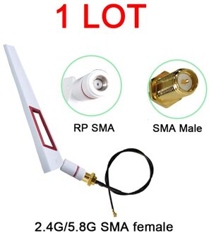 Eoth 2.4G Wifi Antenne 5.8Ghz Real 8dBi RP-SMA Dual Band 2.4G 5.8G Antena Iot Antenne Sma vrouwelijke Ufl./Ipx 1.13Pigtail Ipex1Cable 1stk wit