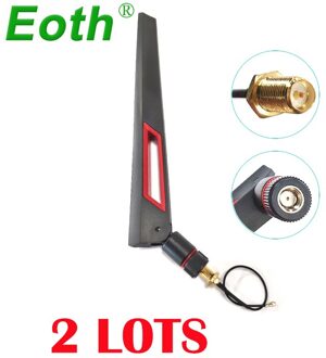 Eoth 2.4G Wifi Antenne 5.8Ghz Real 8dBi RP-SMA Dual Band 2.4G 5.8G Antena Iot Antenne Sma vrouwelijke Ufl./Ipx 1.13Pigtail Ipex1Cable 2stk zwart