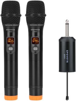 Epgvotr Uhf Draadloze Microfoon Systeem Dynamische Karaoke Metalen Handheld Mic 30 Kanaals Verstelbare Oplaadbare Ontvanger 50Meter TWO CHANNEL