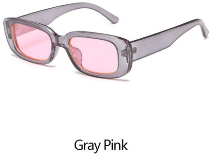 Epicool Klassieke Retro Zonnebril Vrouwen Kleine Vierkante Frame Zonnebril Dames Ocean Lens Zonnebril Oculos UV400 grijs roze