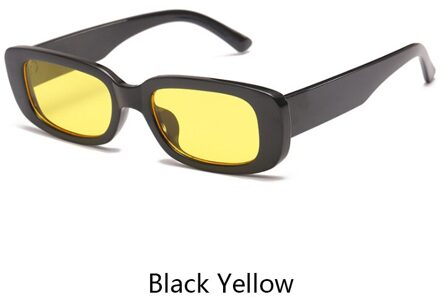 Epicool Klassieke Retro Zonnebril Vrouwen Kleine Vierkante Frame Zonnebril Dames Ocean Lens Zonnebril Oculos UV400 zwart geel