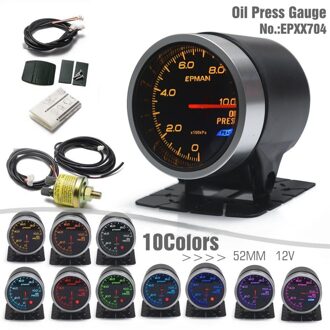 Epman 2 "52Mm Auto Rook Olie Druk Gauge Oliedrukmeter + Sensor + Beugel Bekerhouder 7 Kleur + 3 Kleur Blacklights EPXX704