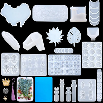 Epoxy Resin Casting Molds Kit Silicone UV Casting Moulds Pendant Coaster Storage Box Molds With Accessories For Jewelry making