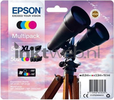 Epson 502XL / 502 Multipack zwart en kleur cartridge