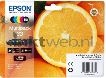 Epson Inktcartridge Epson 33 T3337 2x zwart + 3 kleuren