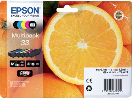 Epson Inktcartridge Epson 33 T3337 2x zwart + 3 kleuren