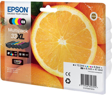 Epson Inktcartridge Epson 33XL T3357 2x zwart + 3 kleuren HC