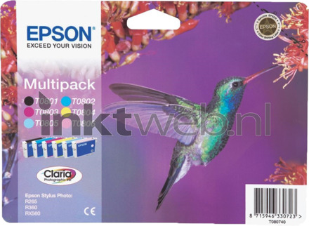 Epson T0807 multipack zwart en kleur cartridge Multikleur
