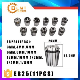 ER25 11PCs 3mm tot 16mm klem set Bereik voor frezen CNC graveermachine tool motor as