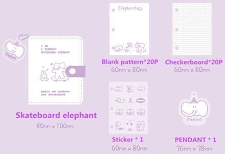 Eral Traveler 'S De Losbladige Notebook. Het Is Erg Populair In Azië Mini Dagboek, Drie Gat Losse Blad. Skateboard olifant