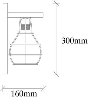 Erebos 121-A wandlamp, hout, zwarte kooi kap licht hout, zwart