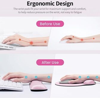 Ergonomic Memory Foam Keyboard Wrist Rest Mouse Wrist Rest Mouse Pad Set with Lycra Fabric Anti-slip Rubber Base