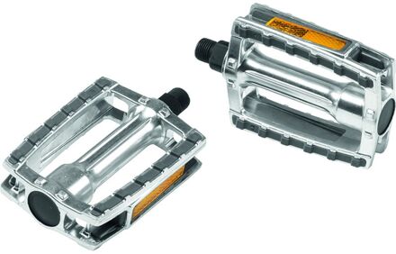 Ergotec platformpedalen set stadsfiets 9/16 inch zilver Zilverkleurig