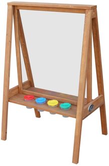 Eric schildersezel van hout voor kinderen Schildertafel kind voor binnen & buiten met doek van plexiglas & 4 Bruin