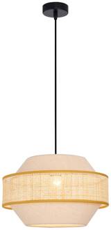 Erica hanglamp, 1-lamp, Ø 35 cm hout licht, beige, zwart