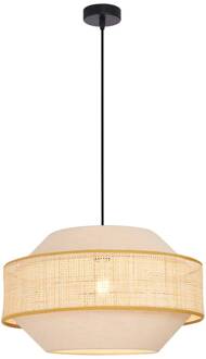 Erica hanglamp, 1-lamp, Ø 45 cm hout licht, beige, zwart