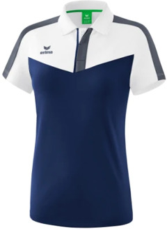 Erima poloshirt Squad dames polyester wit/navy/grijs maat 40 Wit,Navy,Grijs