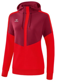 Erima Squad Sweatshirt Met Capuchon Dames Bordeaux-Rood Maat 34