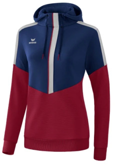 Erima Squad Sweatshirt Met Capuchon Dames New Navy-Bordeaux Grijs Maat 34