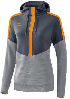 Erima Squad Sweatshirt Met Capuchon Dames Slate Grijs-Monument Grijs-New Oranje Maat 36