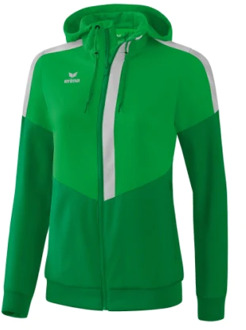 Erima Squad Tracktop Jack Met Capuchon Dames Fern Green-Smaragd-Zilver Grijs Maat 34