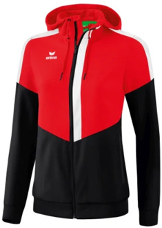 Erima Squad Tracktop Jack Met Capuchon Dames Rood-Zwart-Wit Maat 40