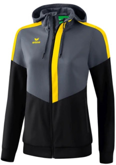 Erima Squad Tracktop Jack Met Capuchon Dames Slate Grijs-Zwart-Geel Maat 34