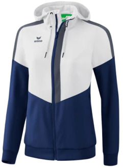 Erima Squad Tracktop Jack Met Capuchon Dames Wit- New Navy-Slate Grijs Maat 36