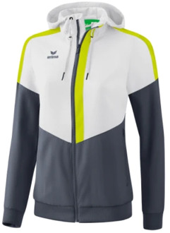 Erima Squad Tracktop Jack Met Capuchon Dames Wit-Slate Grijs-Lime Maat 34