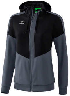 Erima Squad Tracktop Jack Met Capuchon Dames Zwart-Slate Grijs Maat 34