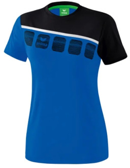 Erima T shirt 5 C dames polyester/mesh blauw/zwart maat 48 Zwart,Blauw