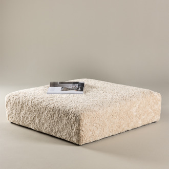 Erla vierkante schapenvacht poef beige - 100 x 100 cm