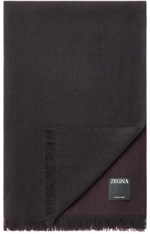 Ermenegildo Zegna Bordeaux Sjaal met Franjes en Zegna Logo Ermenegildo Zegna , Red , Heren - ONE Size