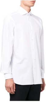 Ermenegildo Zegna Witte Katoenen Poplin Overhemd met Puntige Kraag Ermenegildo Zegna , White , Heren - 2Xl,S